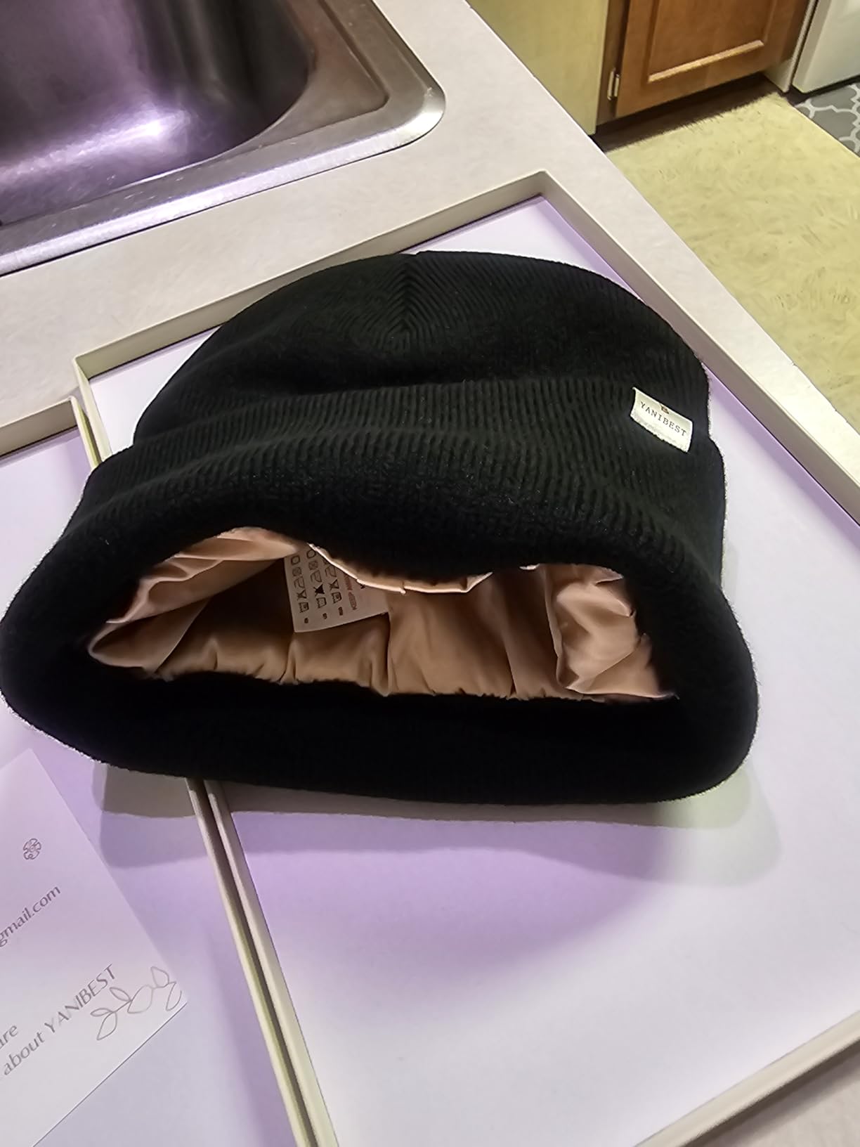 YANIBEST Satin Lined Beanie for Women, Reduce Frizz Winter Hats customer photo 2