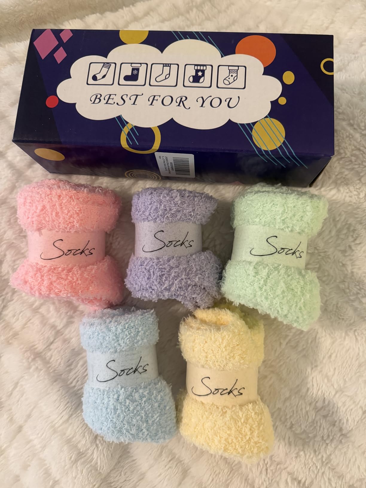 LINEMIN Womens Fuzzy Socks Cozy Fluffy Winter Warm Slipper Socks Microfiber Soft Home Sleeping Socks customer photo 1