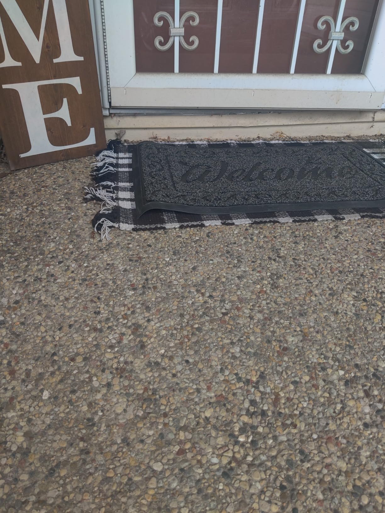 Yimobra Welcome Mat, Heavy Duty Sturdy Door Mats for Home Entrance Outdoor Indoor, Front Doormat for Outside Patio Floor Entry Porch Garage Office, Waterproof, Low Profile, 29.5x17, Black Grey customer photo 2