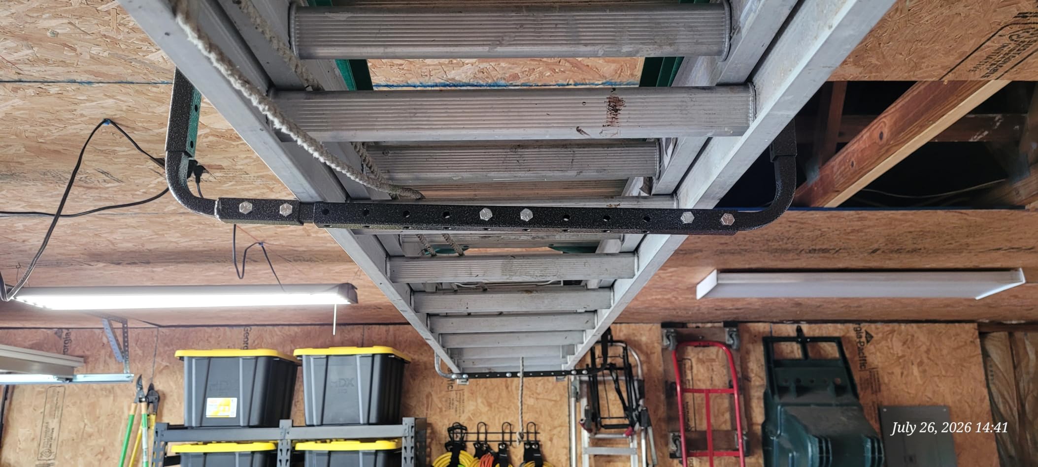 HyLoft Adjustable Garage Ceiling Mount Storage Rack Kit, Ceiling Shelving Mounts, 34 in. x 26 in., 80844-10, Hammertone customer photo 2