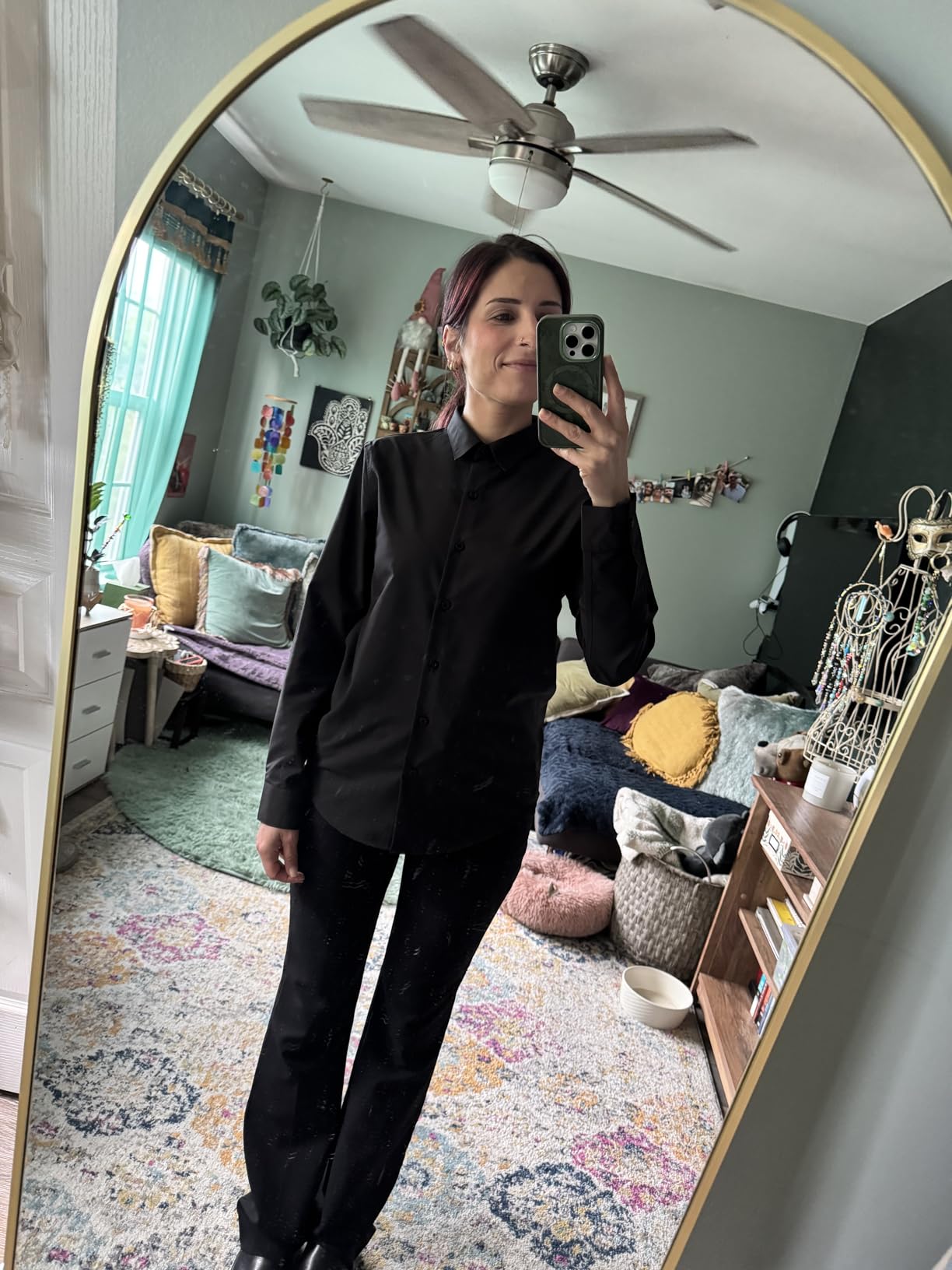 Ruisin Super Soft Wrinkle Free Button Down Shirts for Women Solid Long Sleeve Striped Formal Work Dress Blouses Tops customer photo 2