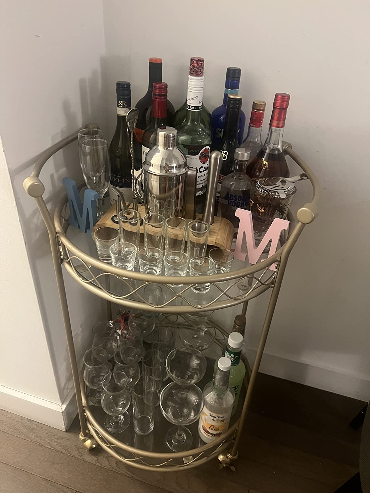 Amazon Basics 10-Piece Stainless Steel Cocktail Shaker Bar Tool Set with Bamboo Stand Holder, Home Bar Drink Mixing Accessories, Housewarming Gift customer photo 1
