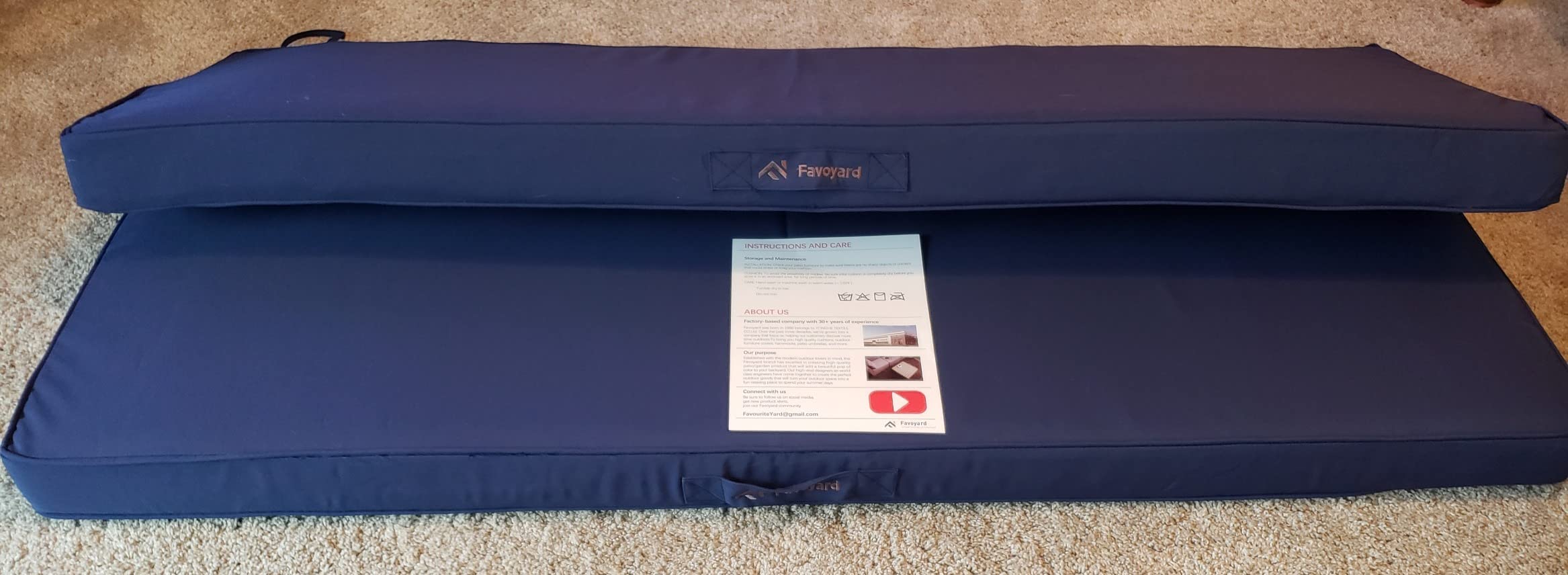 Favoyard Outdoor Bench Cushion, 42 x 18 Inch, Blue customer photo 2