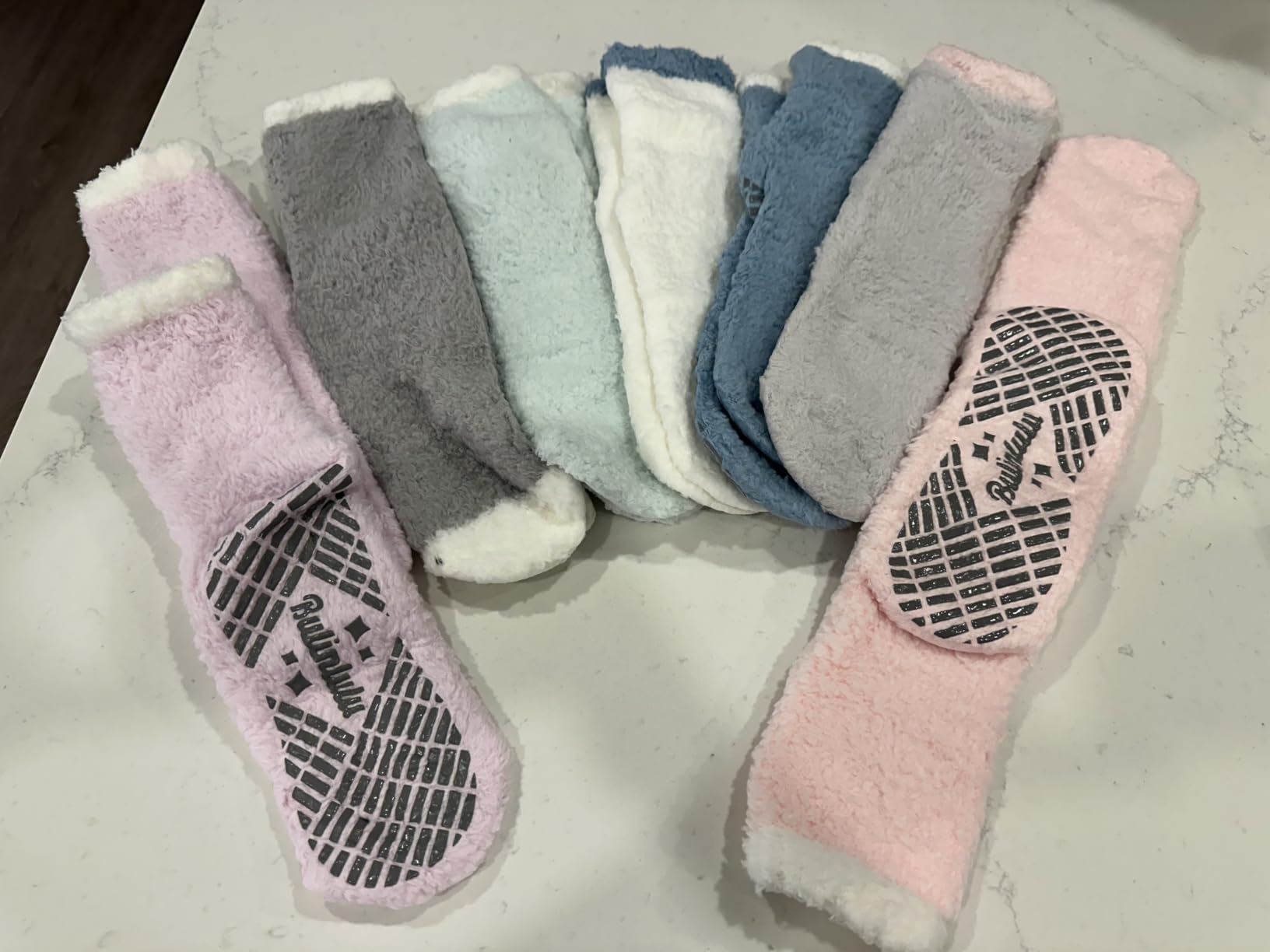 Bulinlulu Fuzzy Socks with Grips Plush Sleep Cozy Winter Soft Hospital Fluffy Socks for Womens Mens Gifts customer photo 1