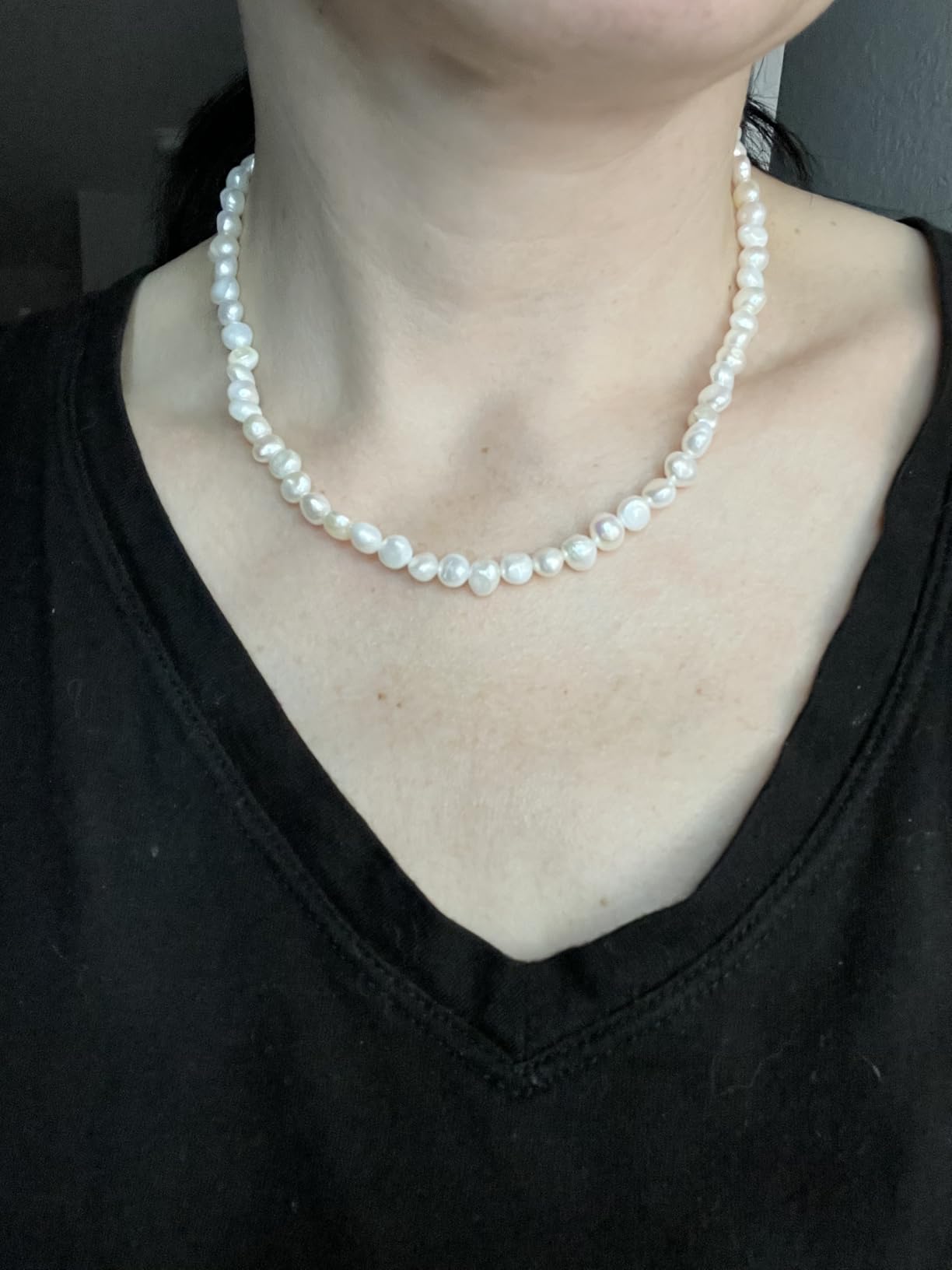 NUZON Natural Freshwater Baroque Pearl Choker Necklace for Women 16’’ customer photo 1