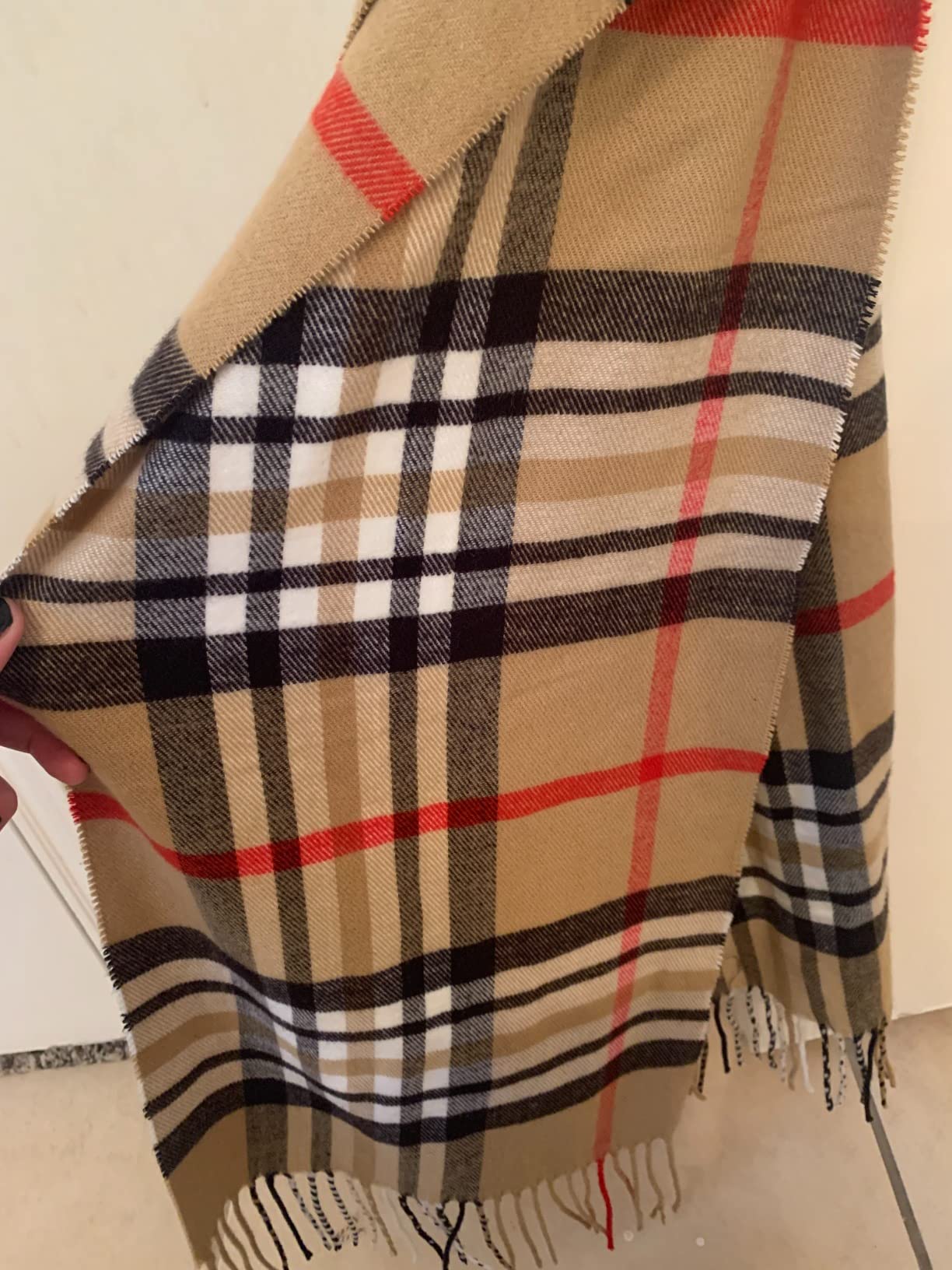 Plum Feathers Plaid Check and Solid Cashmere Feel Winter Scarf, Warm Scarfs, Cold Weather Accessories, Fringe Scarves customer photo 2