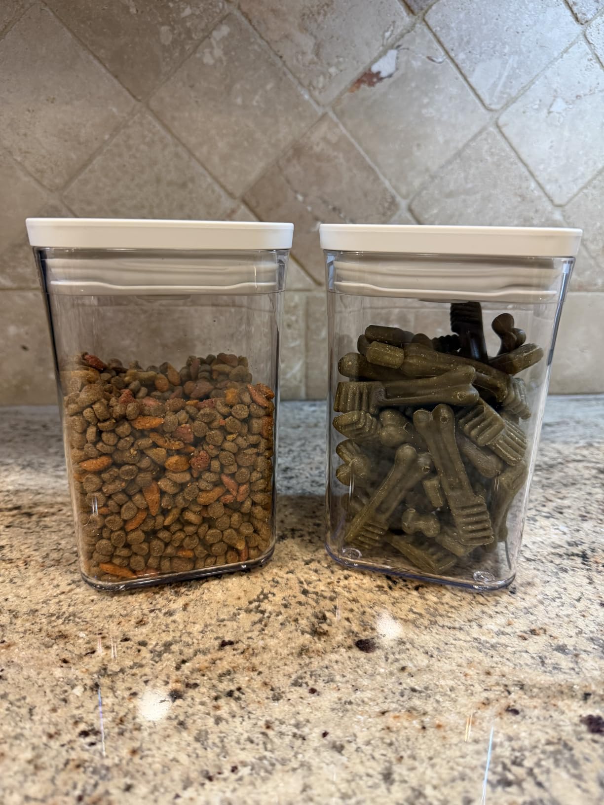 OXO Good Grips Pet POP Container – 6.0 Qt/5.7 L with Half Scoop, Ideal for up to 6.5lbs of Dog Food or 4.5lbs of Cat Food, Airtight Dog and Cat Food Storage Container, BPA Free, Clear customer photo 2