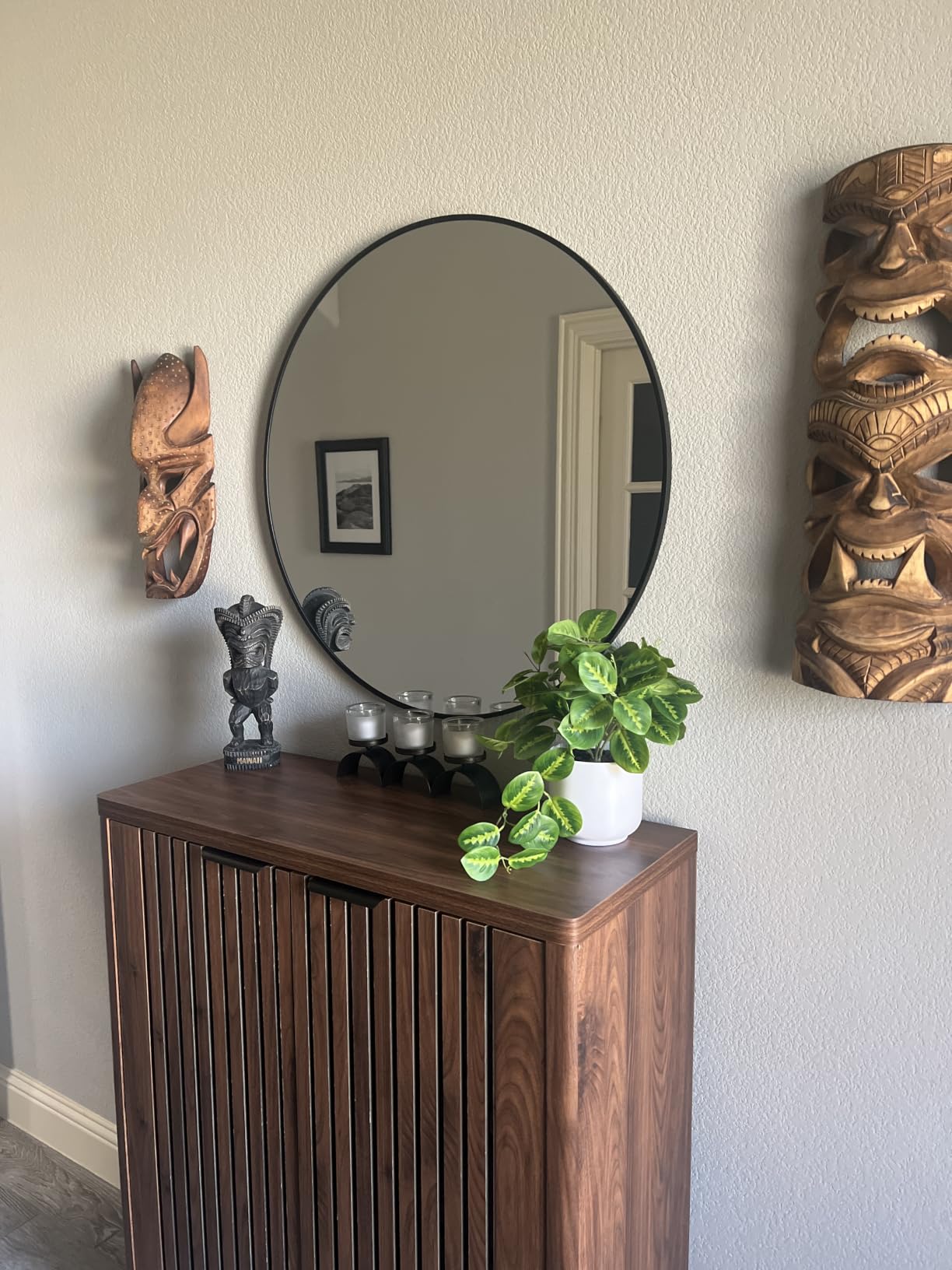 HARRITPURE Round Mirror 30 Black Wall Mounted Circle Mirrors customer photo 2