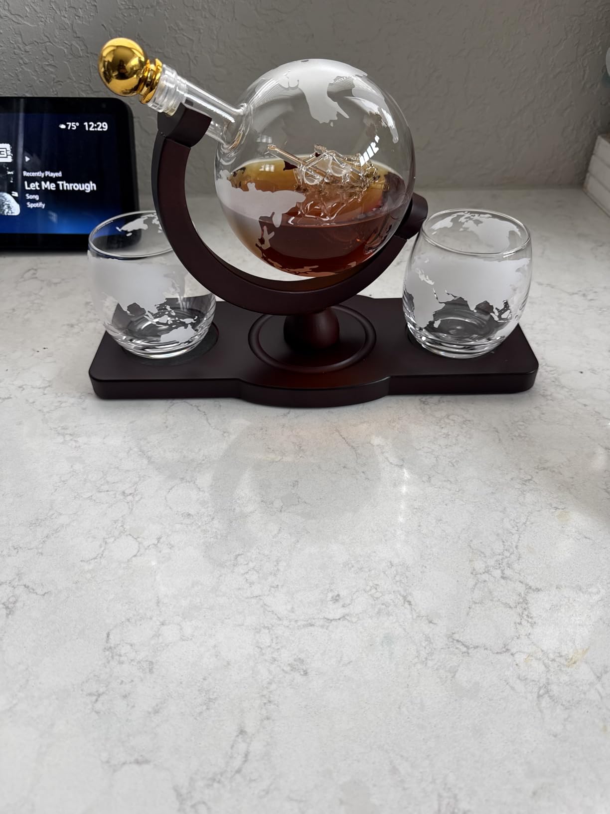 PONPUR Gifts for Men Dad Christmas, Whiskey Decanter Globe Set with 2 Ball Stones & 2 Glasses, Anniversary Birthday Gifts for Him Husband Boyfriend Brother, Cool Stuff Gift for Bourbon Scotch customer photo 1