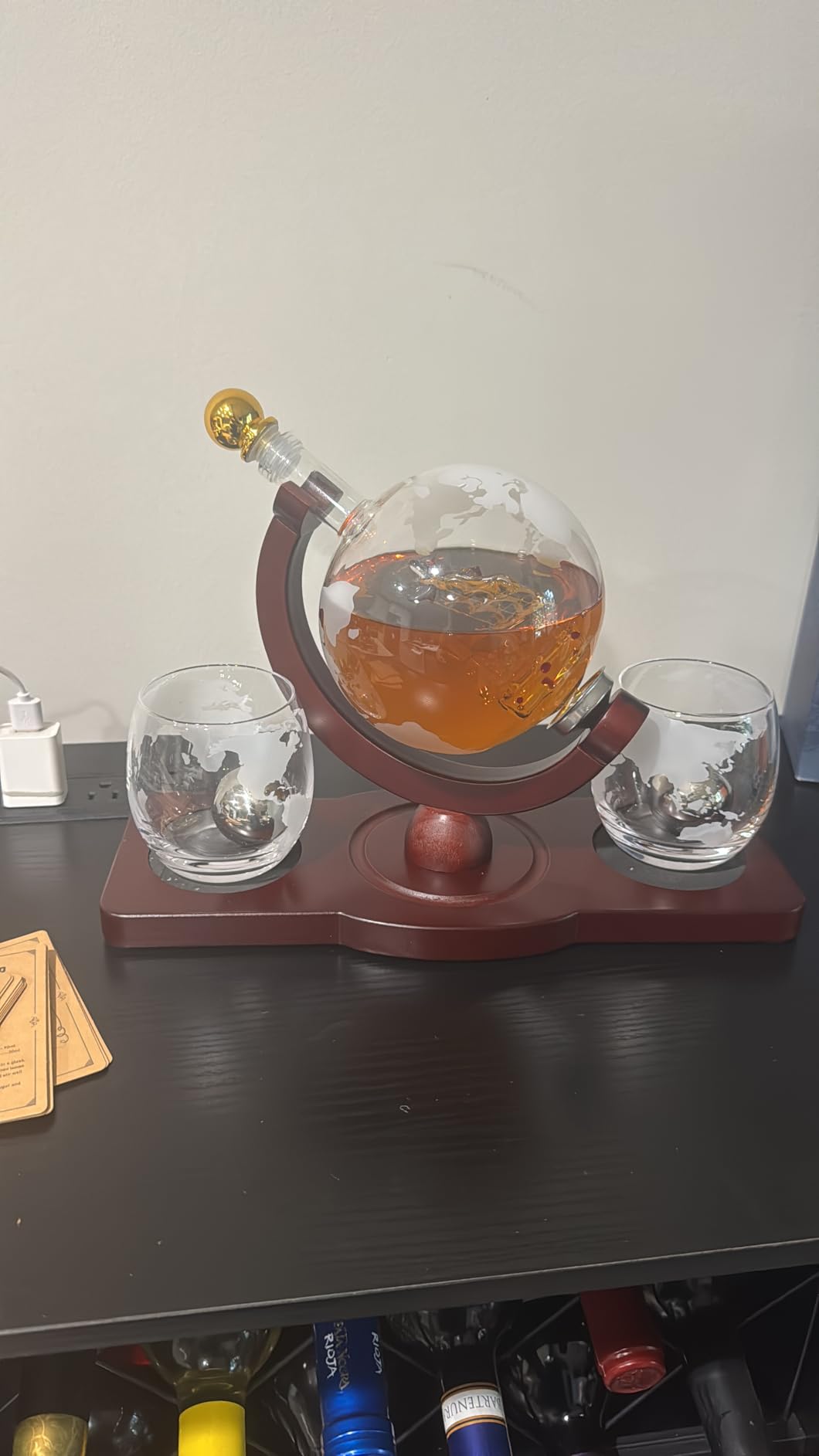 PONPUR Gifts for Men Dad Christmas, Whiskey Decanter Globe Set with 2 Ball Stones & 2 Glasses, Anniversary Birthday Gifts for Him Husband Boyfriend Brother, Cool Stuff Gift for Bourbon Scotch customer photo 2