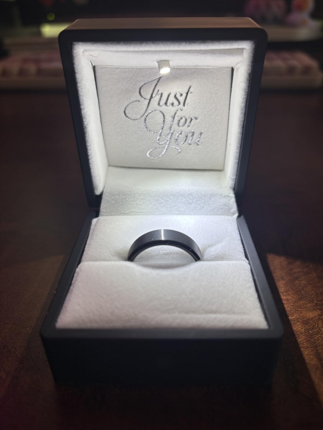 Personalized Black Brushed Men's 8mm Tungsten Ring Custom Engraved Free In Any Language, Black Wedding Band, Fiancé Engagement Ring, 8mm Men's Ring - Ships from USA customer photo 1