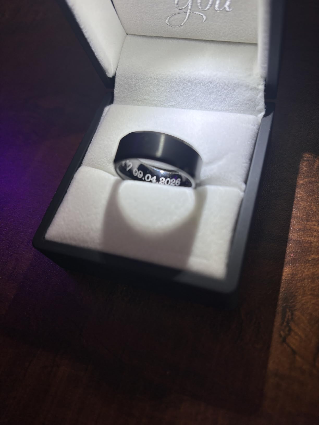 Personalized Black Brushed Men's 8mm Tungsten Ring Custom Engraved Free In Any Language, Black Wedding Band, Fiancé Engagement Ring, 8mm Men's Ring - Ships from USA customer photo 2
