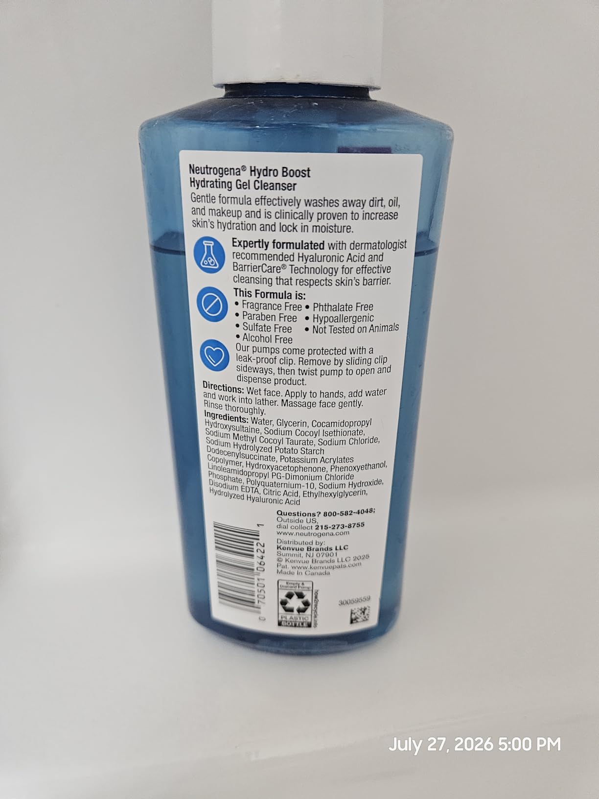 Neutrogena Hydro Boost Hydrating Gel Cleanser, Fragrance-Free, 7.8 fl. oz customer photo 2