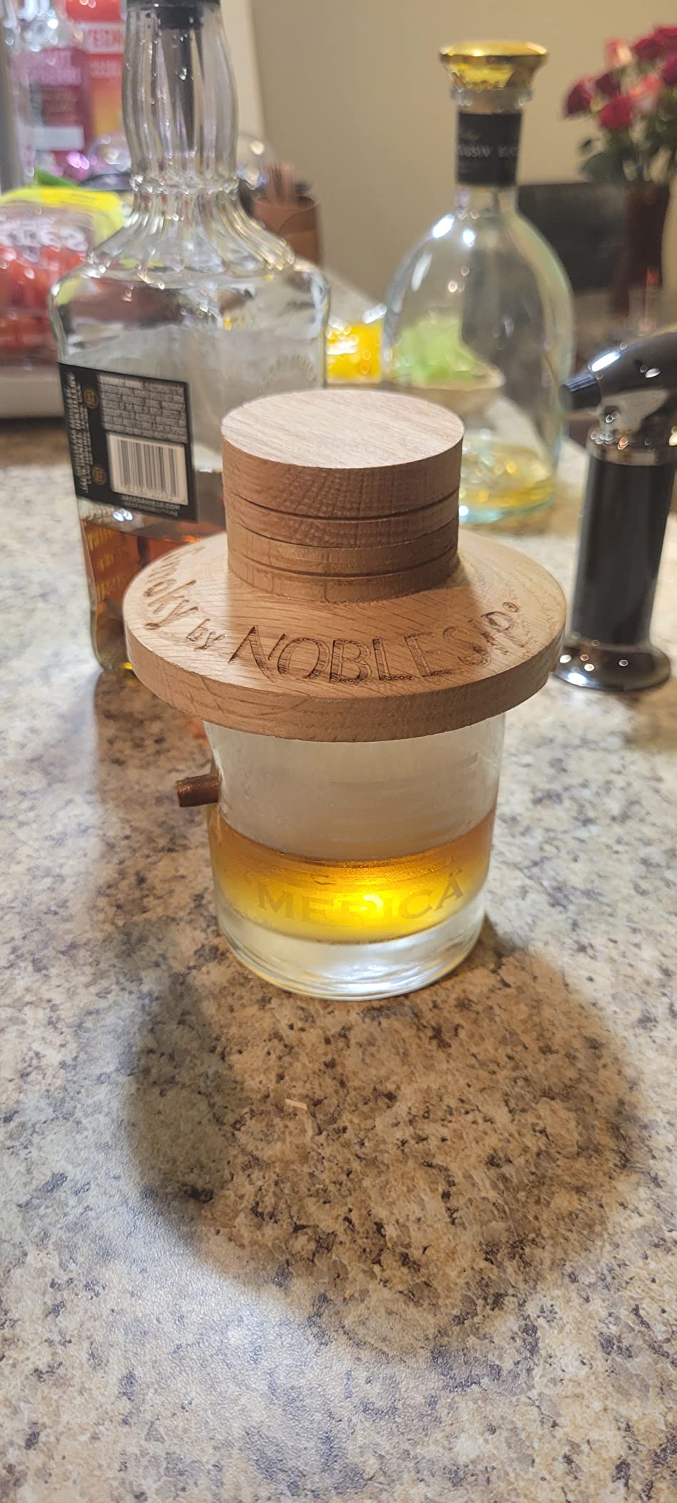 NOBLESIP® Whiskey Bourbon Cocktail Smoker Kit 𝗣𝗥𝗘𝗠𝗜𝗨𝗠 Smoky 100% Natural American Oak Wood. Easy Craft Smoked Old Fashioneds at Home Like a pro. Bar Gift Box (Original - not Engraved) customer photo 1