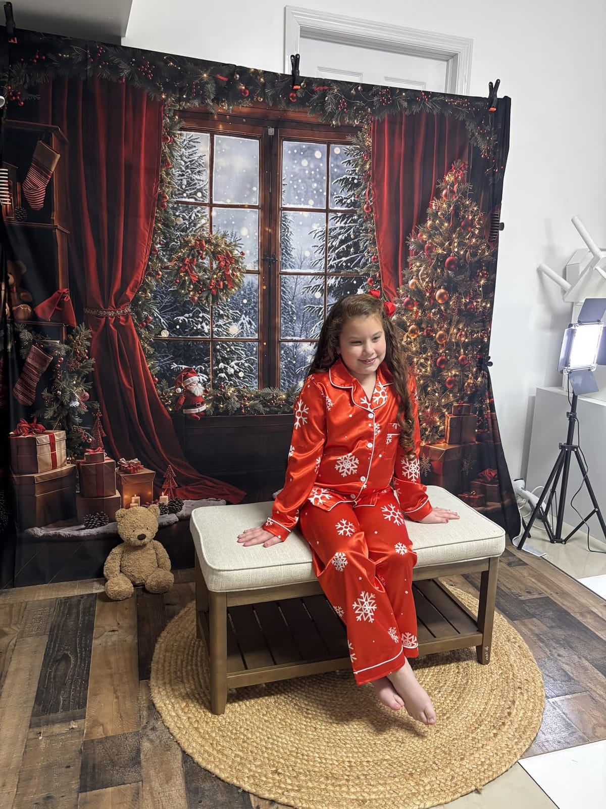 Schbbbta Christmas Family Silk Pajamas Matching Sets Long Sleeve Pj Set Satin Button Down Holiday Sleepwear customer photo 1