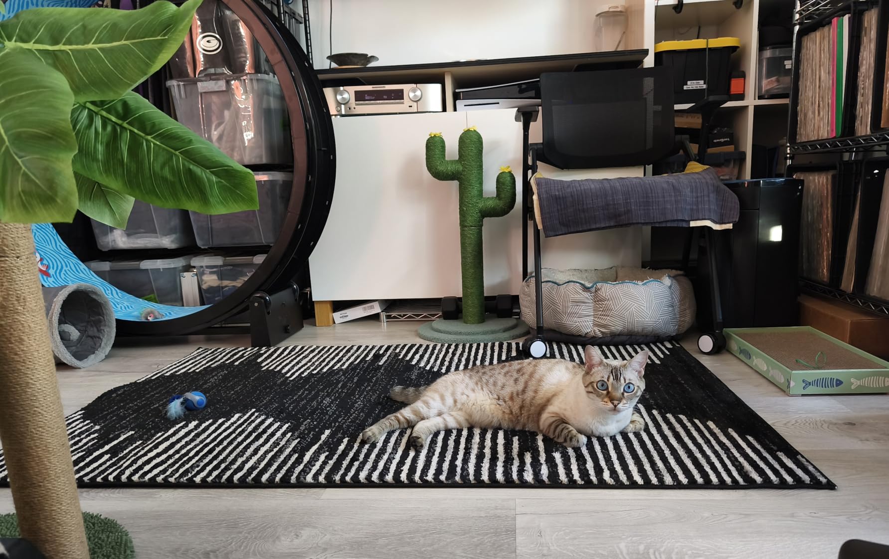 Rugshop Bohemian Stripe Stain Resistant Large Area Rug Black 7'10