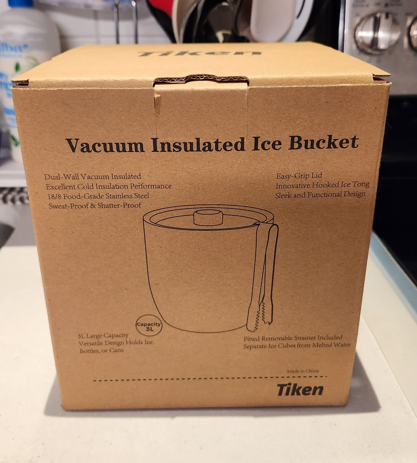Tiken 3L Double-Wall Vacuum Insulated Ice Bucket with Lid & Tong Stainless Steel Champagne Buckets for Cocktail Bar, Parties & Outdoor customer photo 2