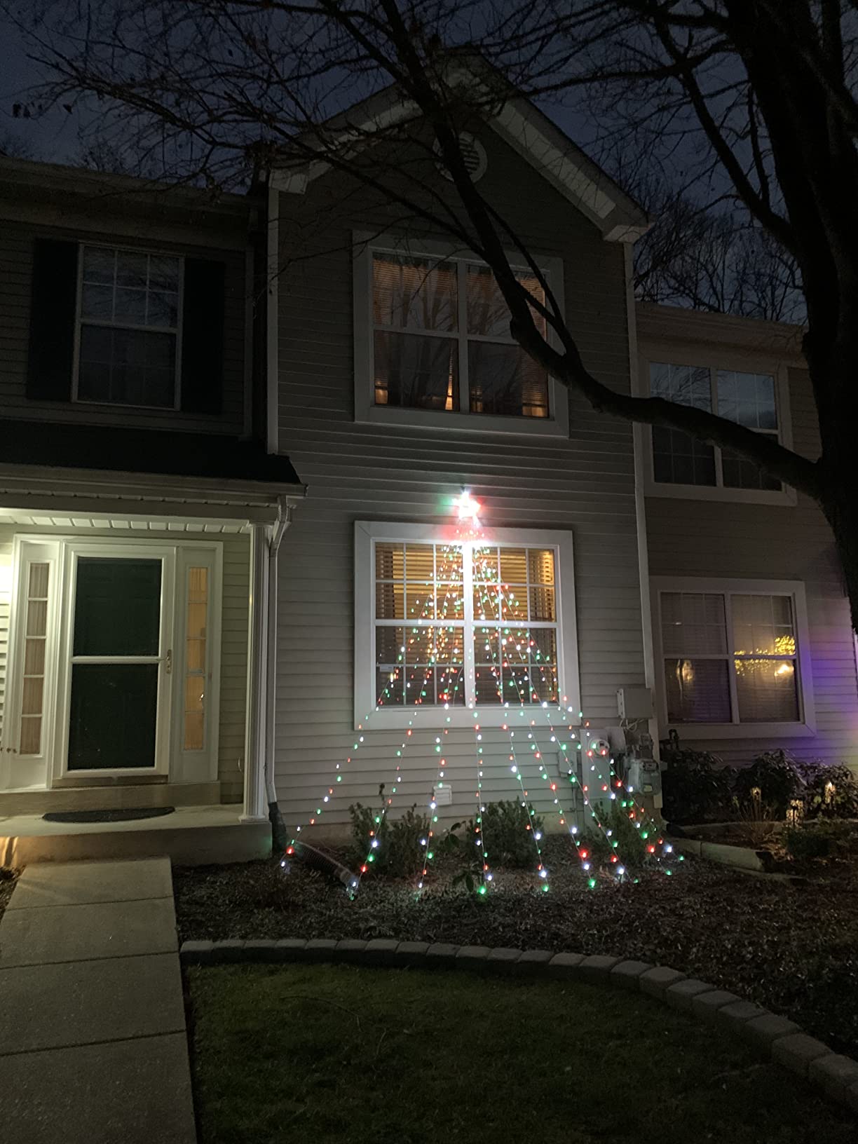 BlcTec Outdoor Christmas Lights 344 LED Christmas Star Lights with 9 Strands 11.9ft Waterfall Tree Lights, 8 Modes, Waterproof & Timer for Garden Yard Patio Outdoor Xmas Decorations，Red Green White customer photo 2