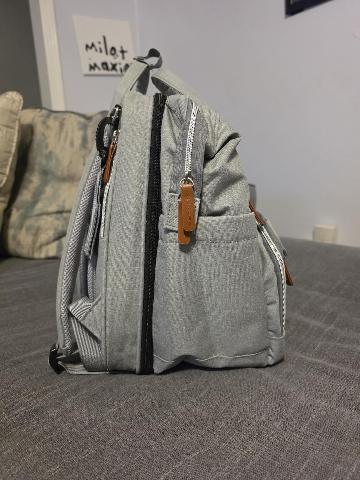 ISMGN Diaper Bag Backpack with Changing Station, Baby Bag for Mom, Grey customer photo 1