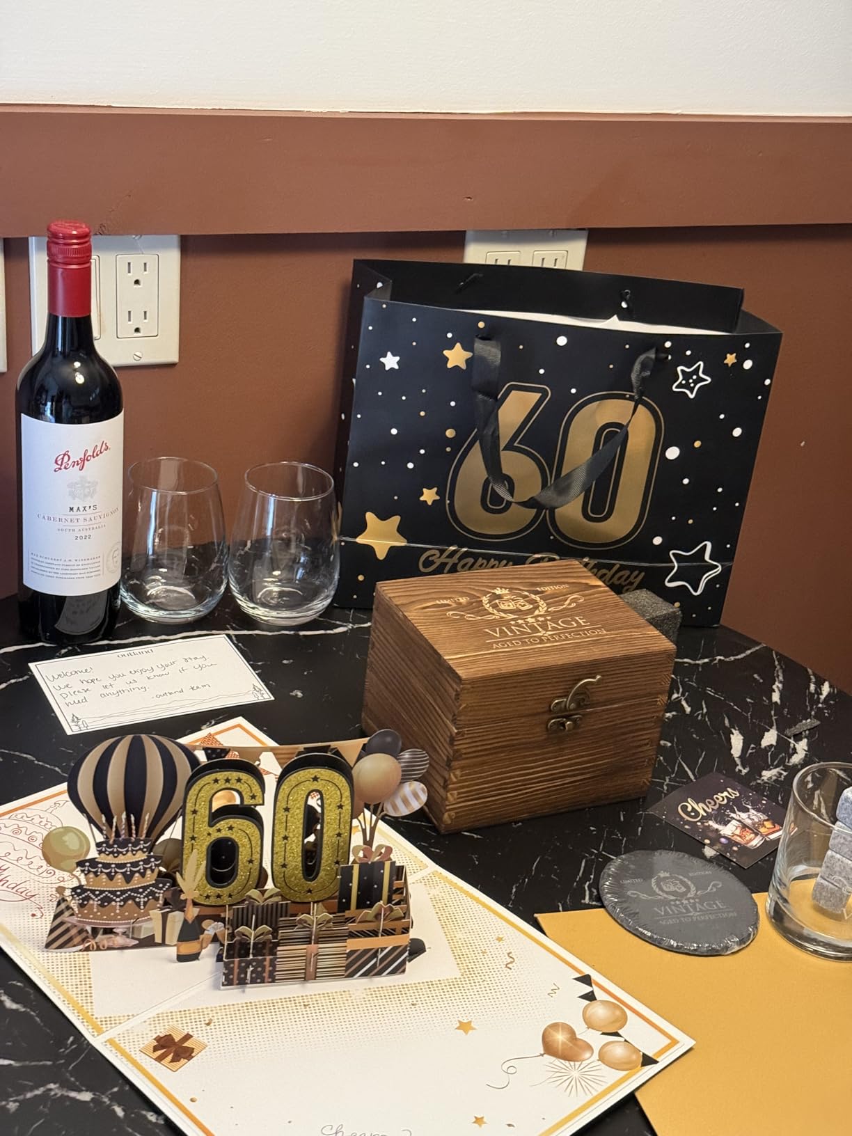 50th Birthday Gifts for Men Whiskey Glass Set - 50th Birthday Decorations, Party Supplies - 50 Year Anniversary, Bday Gifts Ideas for Him, Dad, Husband, Friends - Wood Box & Whiskey Stones & Coaster customer photo 2