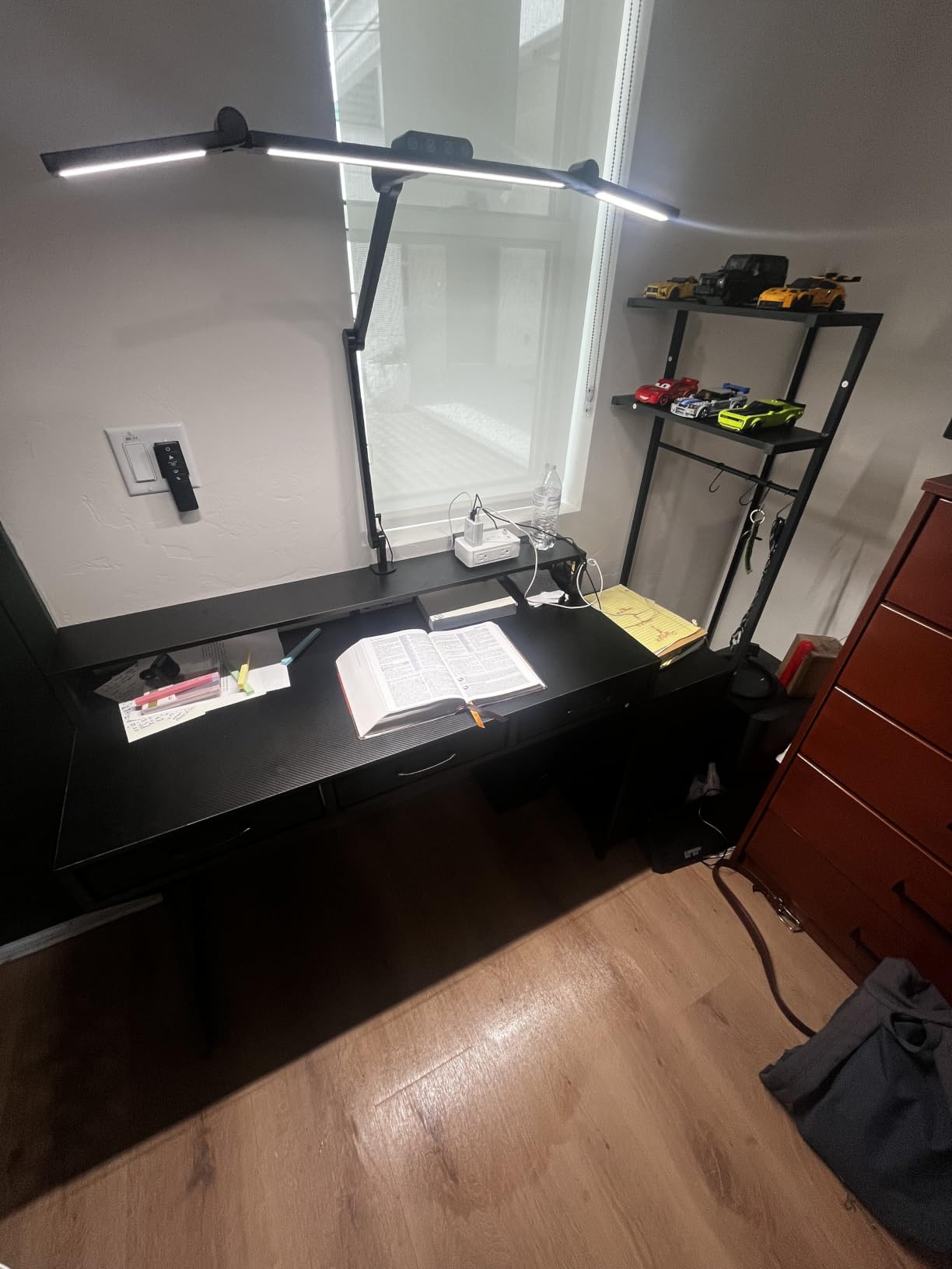 Micomlan Led Desk Lamp with Clamp, Architect Desk Lamp for Home Office with Atmosphere Lighting, 24W Ultra Bright Auto Dimming Computer Light Stepless Dimming and Tempering LED Table Light customer photo 2