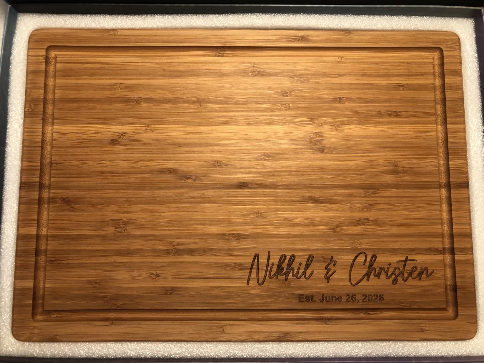 Personalized Cutting Board, Custom Bamboo Engraved Charcuterie Boards - Best Present for Wedding, Bridal Shower, Engagement, Anniversary, Housewarming, Gift Idea for Couples Bride, Parent, Family customer photo 2