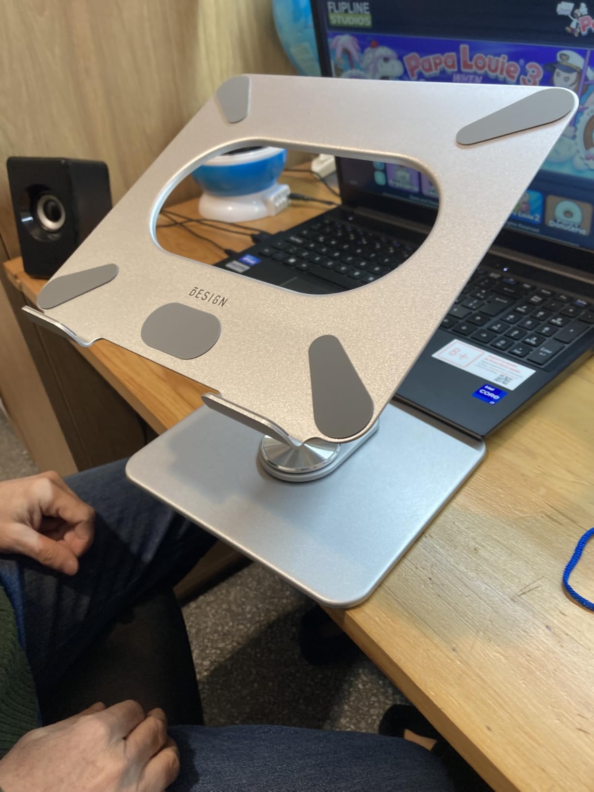 BESIGN LSX7 Laptop Stand with 360 Rotating Base, Ergonomic Adjustable Notebook Riser, Foldable Computer Holder Compatible with 10-15.6