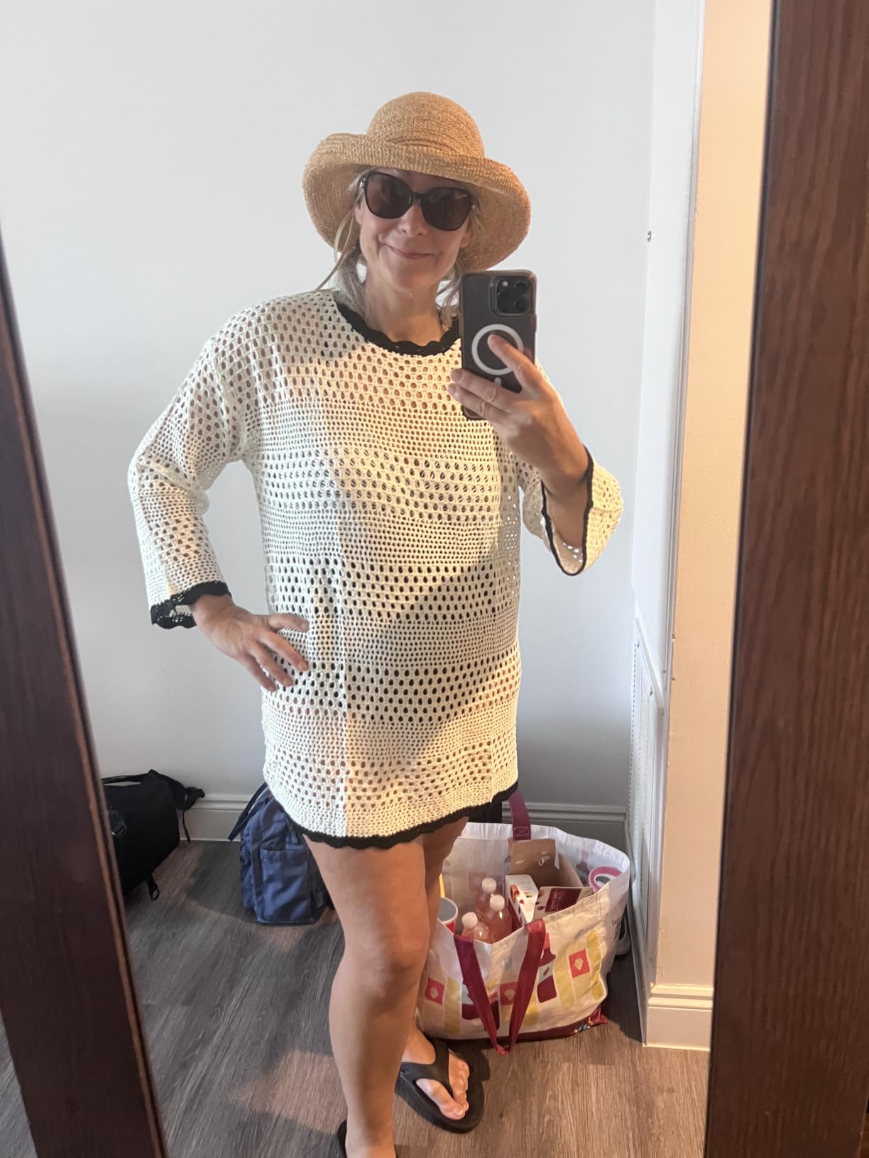 ANRABESS Women Swimsuit Crochet Swim Cover Up 2026 Summer Bathing Suit Swimwear Mesh Knit Beach Dress Vacation Outfits customer photo 1
