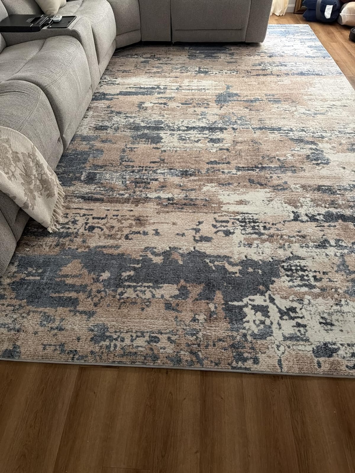 5x7 Area Rugs for Living Room Large Washable Abstract Rug White Gray Blue customer photo 2