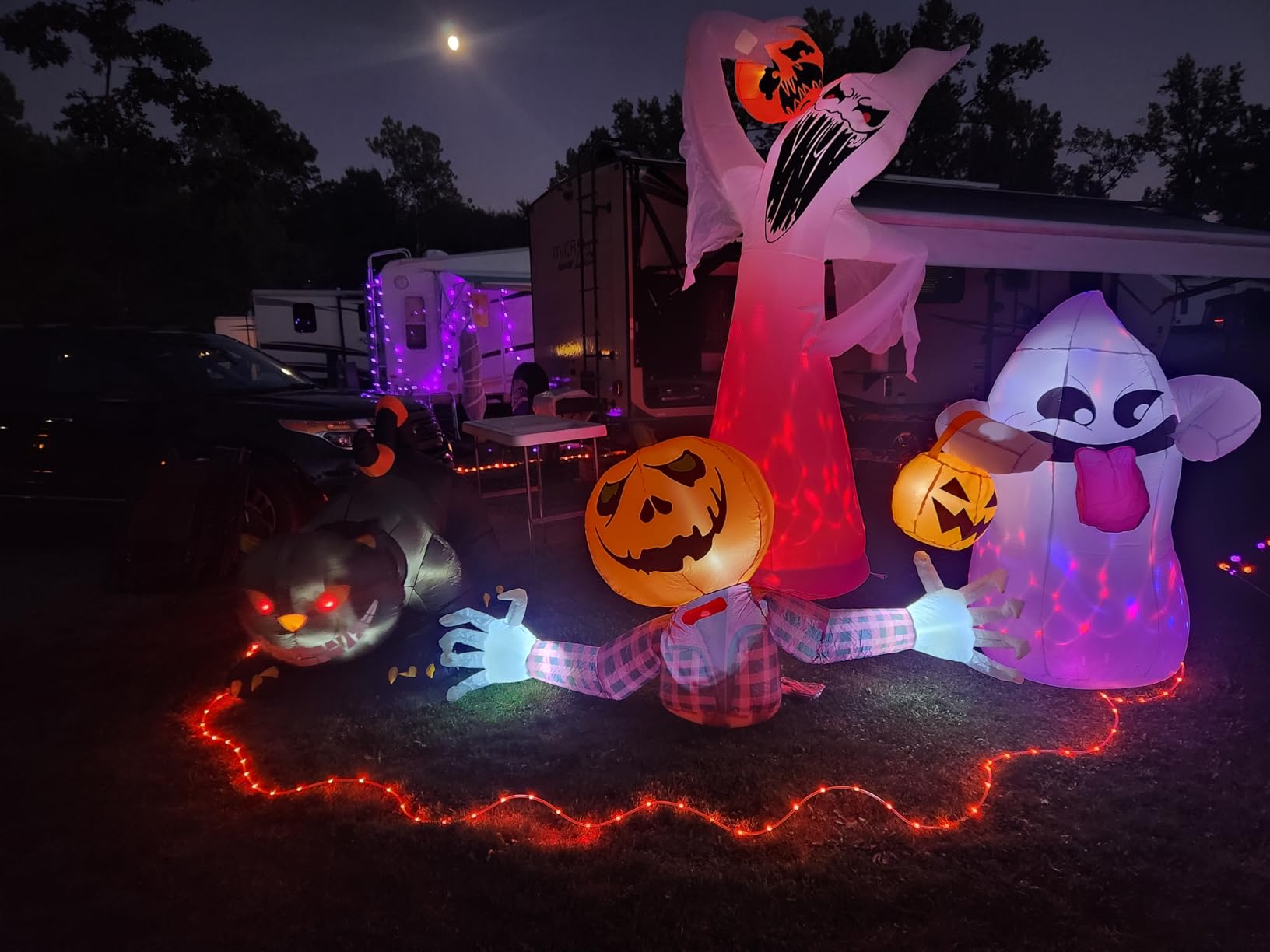 10 FT Halloween Inflatables Ghost with Pumpkin Decoration, Built in Flame Rotation LEDs Huge Halloween Inflatable Large Spooky Blow Ups Halloween, Party, Indoor, Outdoor, Garden, Yard Lawn customer photo 1