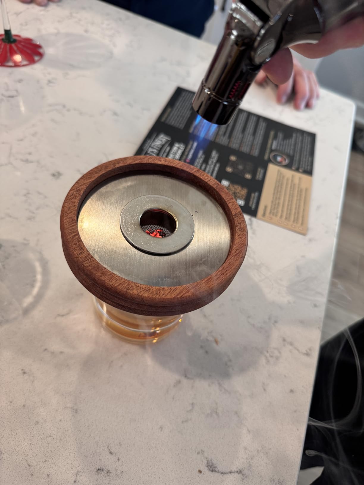 Mahogany Whiskey Smoker Kit with Quad Torch & Wood Box for Smoked Old Fashioned, Bourbon & Cocktail Drinks – 6 Chips, & Gift Set Infuser for Men, Husband, Boyfriend by G&J's Finest customer photo 2