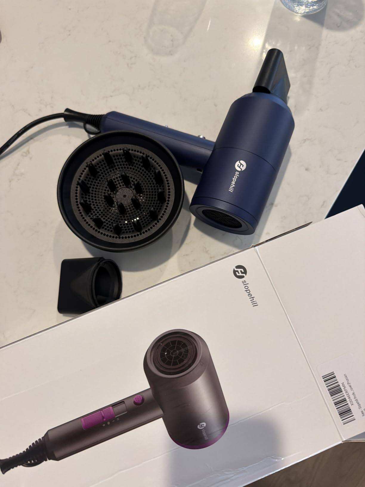 slopehill Professional Ionic Hair Dryer, Powerful 1800W Fast Drying Low Noise Blow Dryer with 2 Concentrator Nozzle 1 Diffuser Attachments for Home Salon Travel (Black) customer photo 1