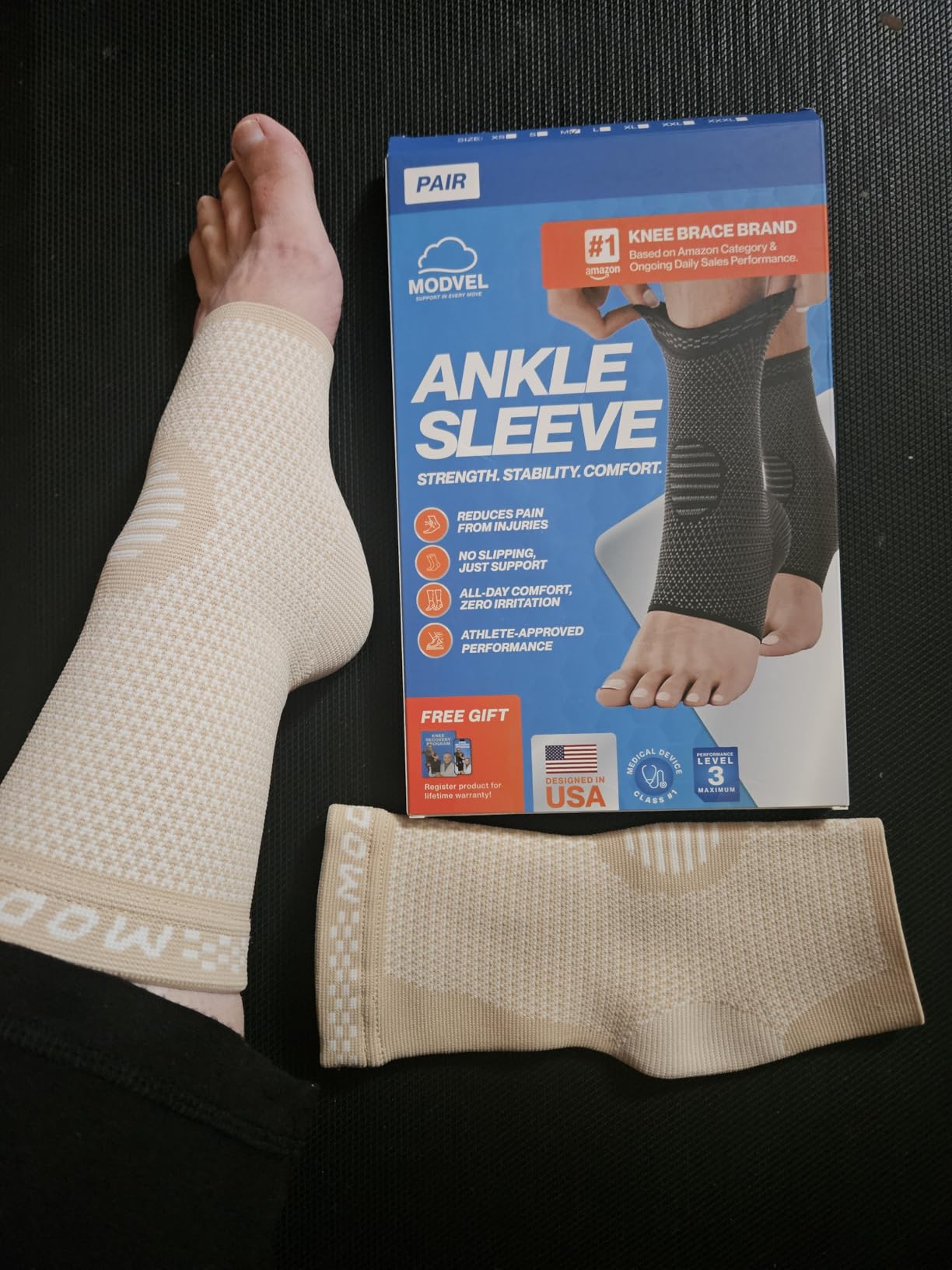 Modvel Foot & Ankle Brace Socks for Sprained Ankle Compression Sleeve - Foot Support for Women & Men - Tendonitis & Arthritis Ankle Brace Sports Running, Torn Ligaments & Women Stabilizing Ankle Wrap customer photo 2