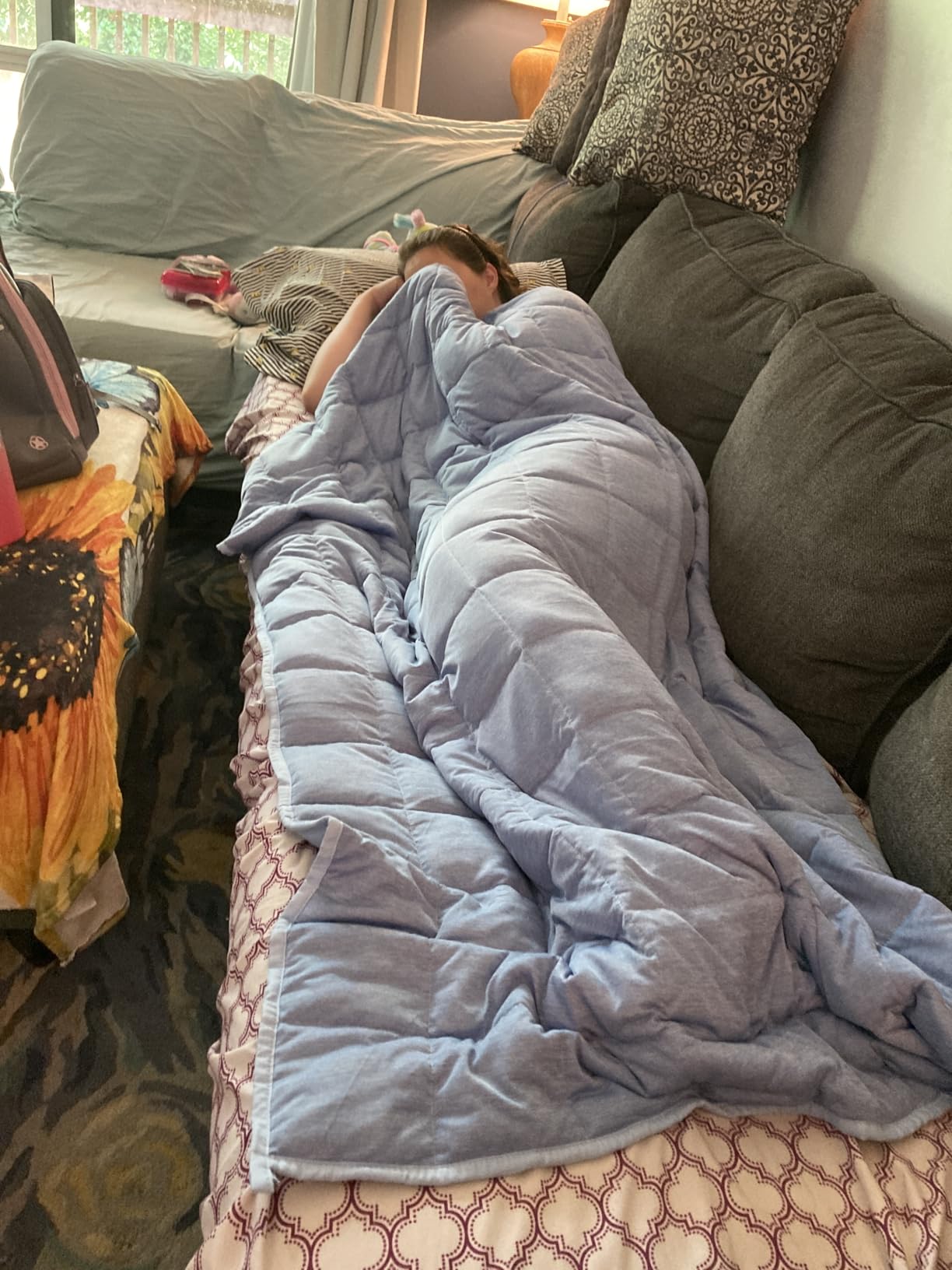 Satwip Weighted Blanket Queen Size 15 LBS, Cooling Weighted Blanket for Hot Sleepers, Cool Moire Jersey with Soft Breathable Sanded, 60 x 80 inches 15 Pounds, Purple customer photo 2
