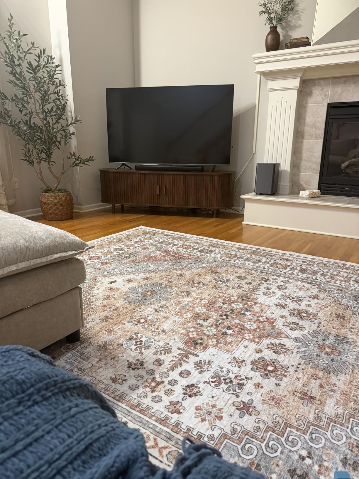 zesthome 8x10 Area Rugs for Living Room,Large Washable Rug,Orange customer photo 2