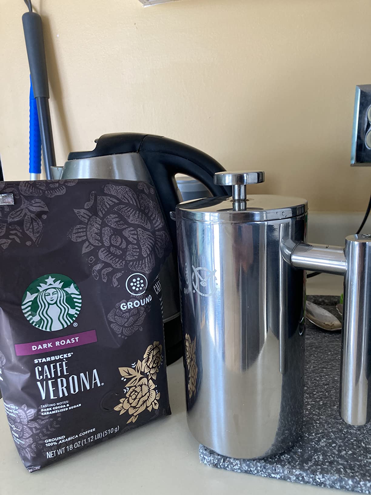 French Press Coffee Maker Set, Portable French Press with Mini Coffee Canister and Collection Bag, Single Serve 1 Cup Small Stainless Steel Double Walled Coffee Press 350ml/12oz customer photo 2