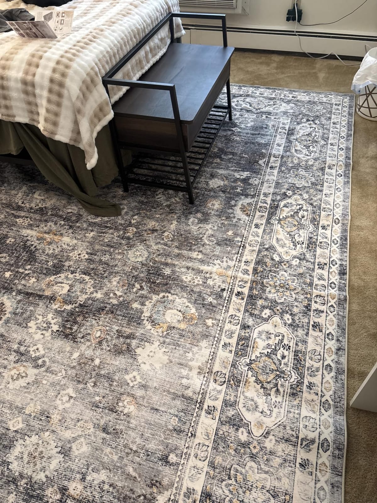 Rugcomf Large Living Room Rug 8x10 Washable Non Slip Vintage, Grey customer photo 1