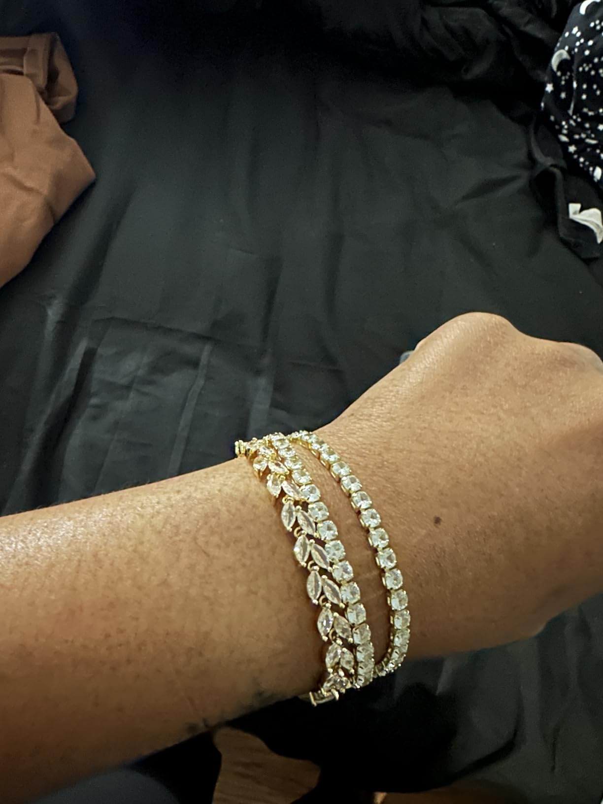GEMOSA 3 Pcs Tennis Bracelets for Women Silver Gold Bule CZ Braclet Set customer photo 1