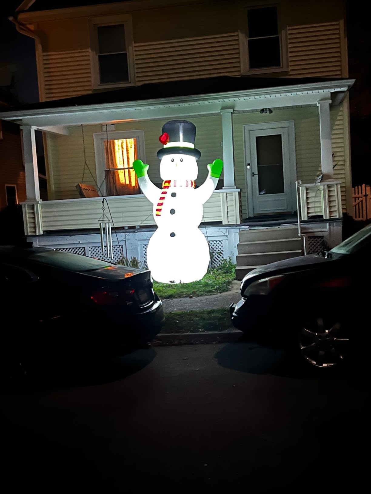 10 FT Christmas Inflatables Snowman Outdoor Yard Decorations, Giant Blow Up Snowman, Built-in Bright LED Lights, Huge Xmas Blowups Snow Man Outside Holiday Decor for Garden Patio Porch Lawn Home Party customer photo 2