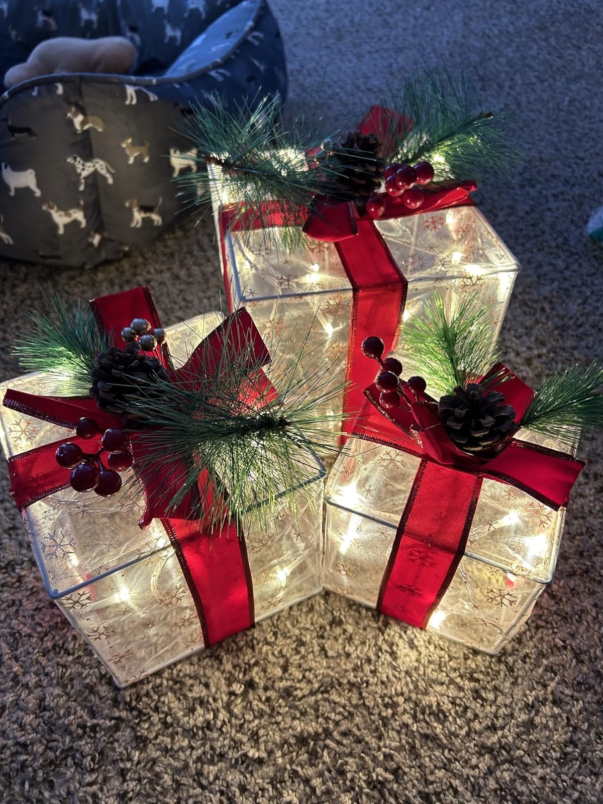 Christmas Decorations: Set of 3 Christmas Lighted Gift Boxes customer photo 1