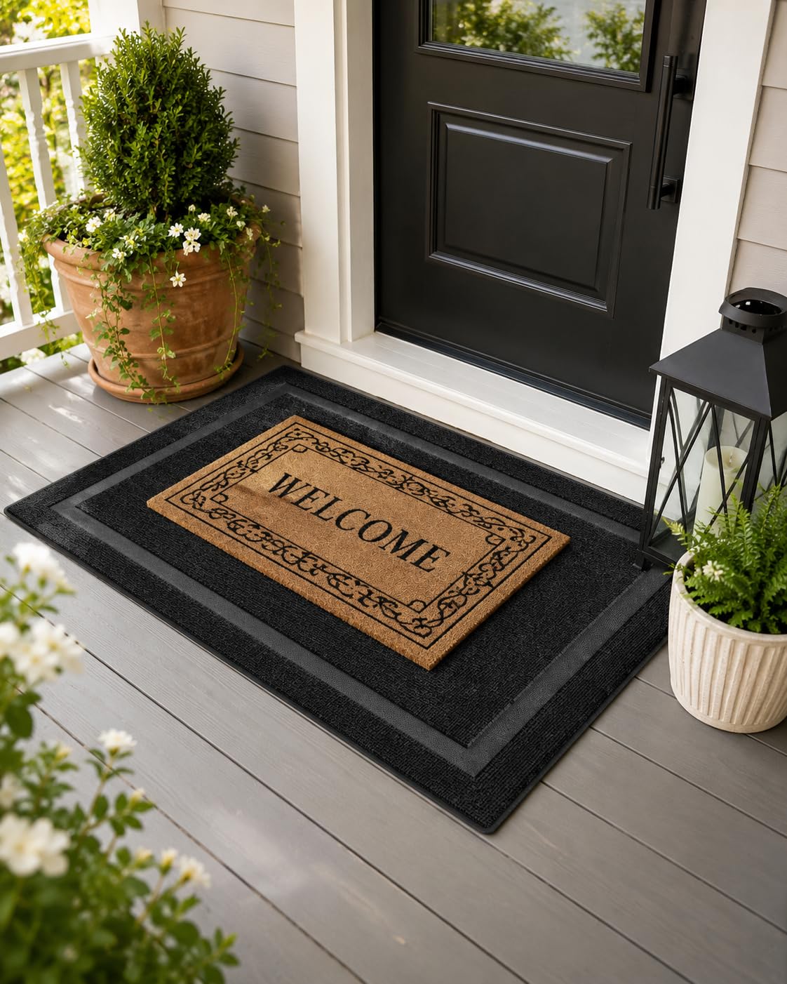 OLANLY Front Door Mat Outside 29.5x17, All-Season Heavy-Duty Rubber Doormat customer photo 2