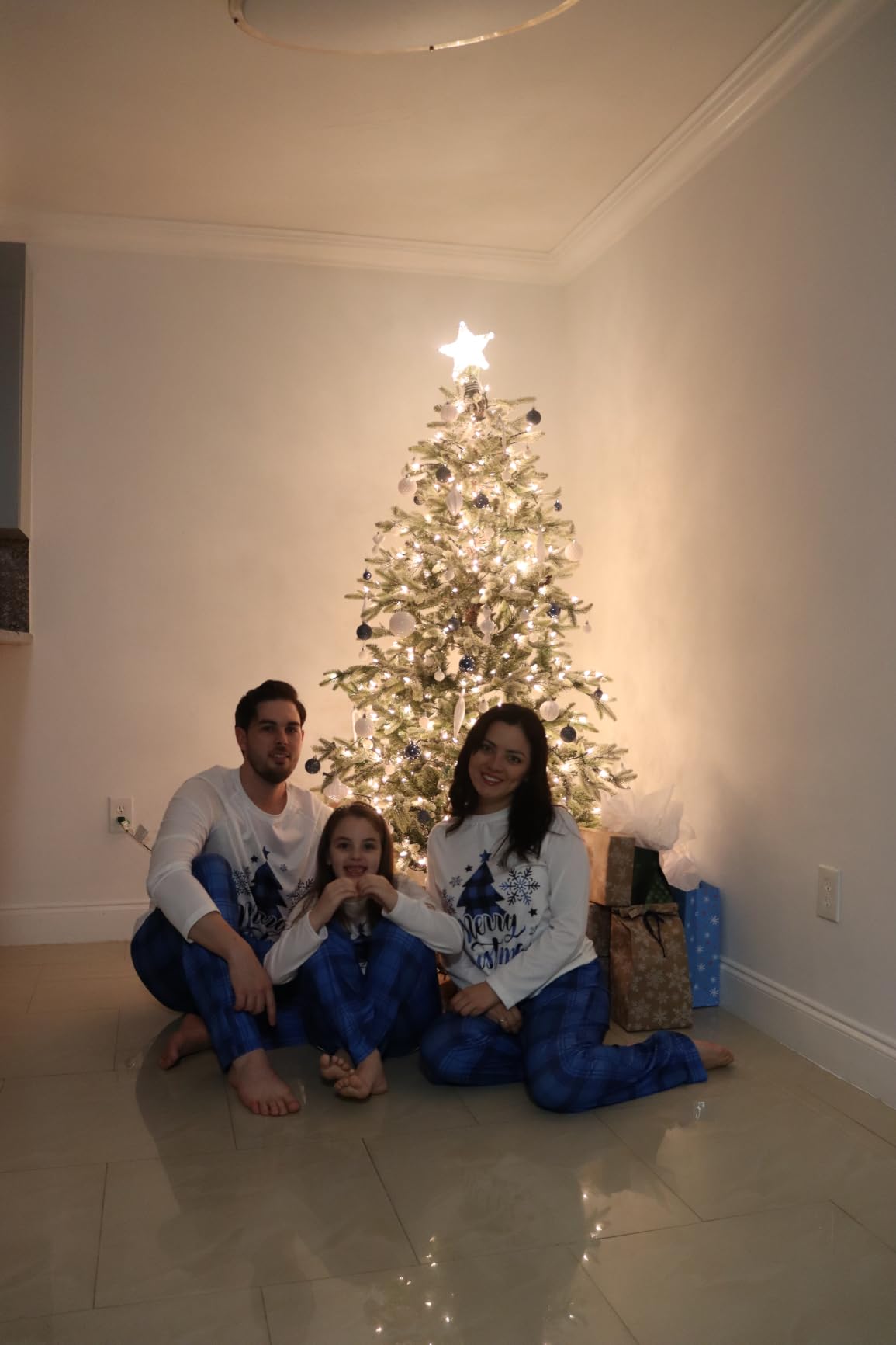 Awoscut Christmas Family Matching Pajamas Sets Christmas PJ's Letter Print Top and Plaid Pants Jammies Sleepwear customer photo 1