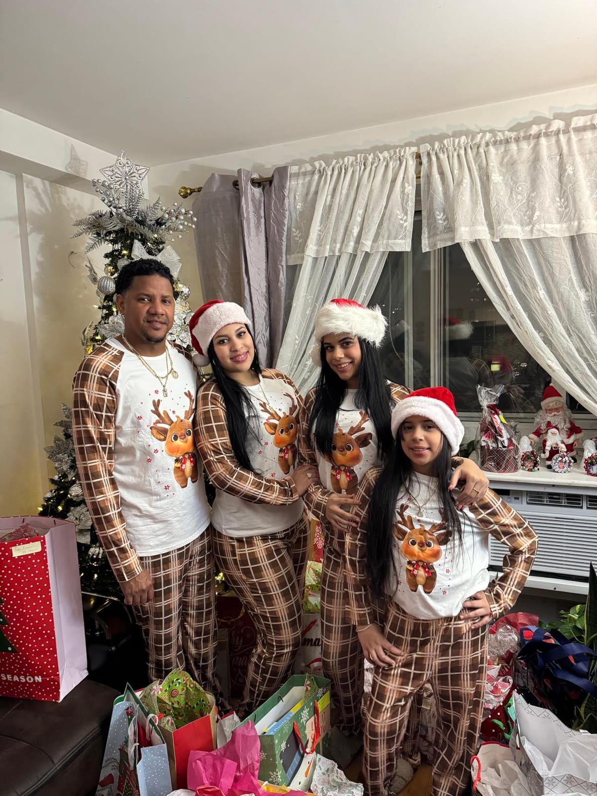 Awoscut Christmas Family Matching Pajamas Sets Christmas PJ's Letter Print Top and Plaid Pants Jammies Sleepwear customer photo 2