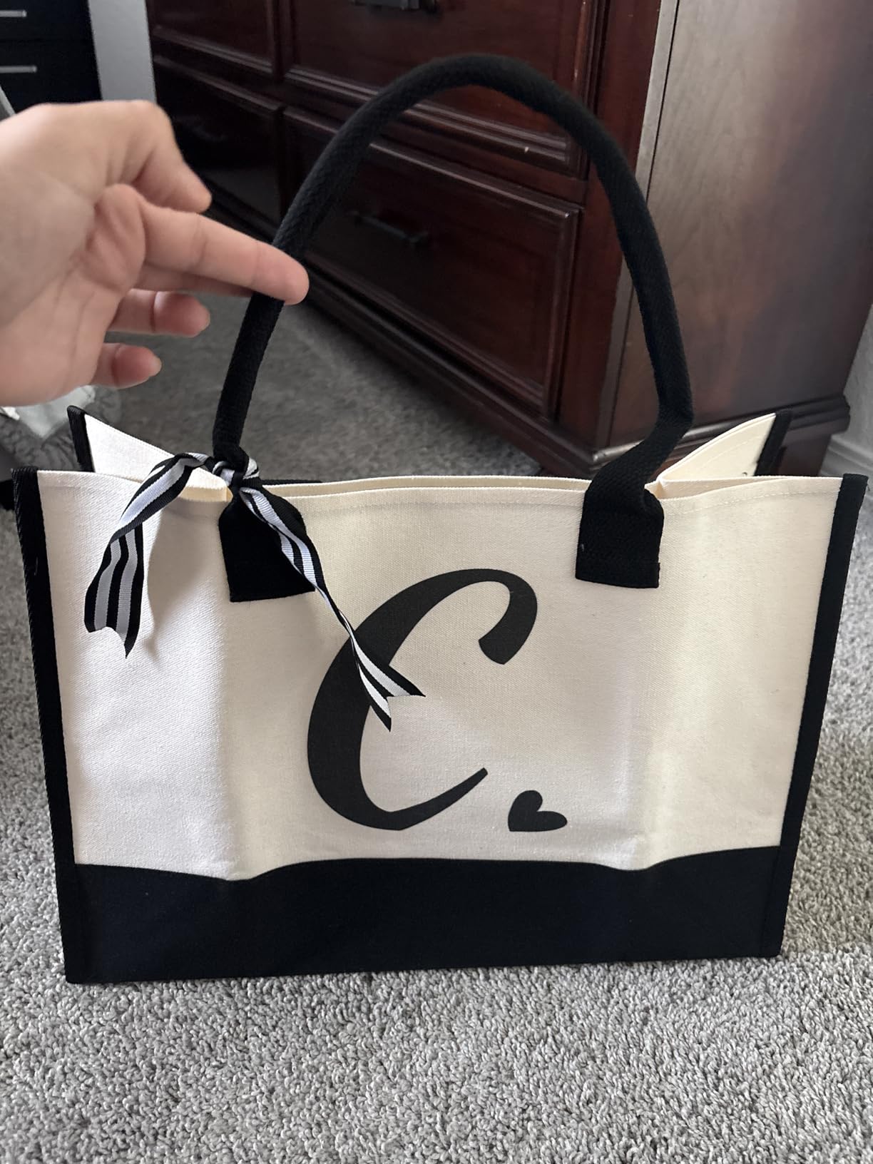 shenee Initial Canvas Tote Bag, Personalized Beach Bags Gift for Women customer photo 1
