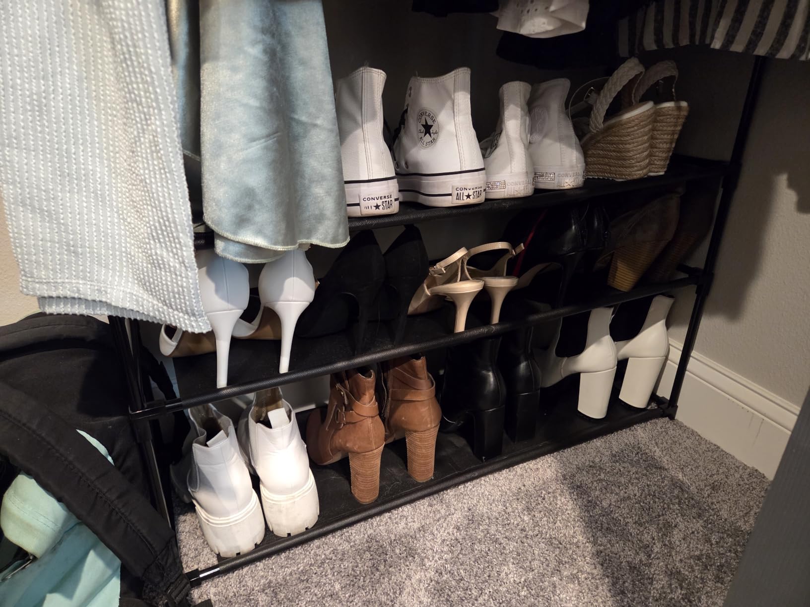 VTRIN 10 Tier Shoe Rack Tall Large Capacity Wide Shoe Organizer with Two Hooks Sturdy Metal Shoe Shelf for Entryway, Closet, Bedroom customer photo 2