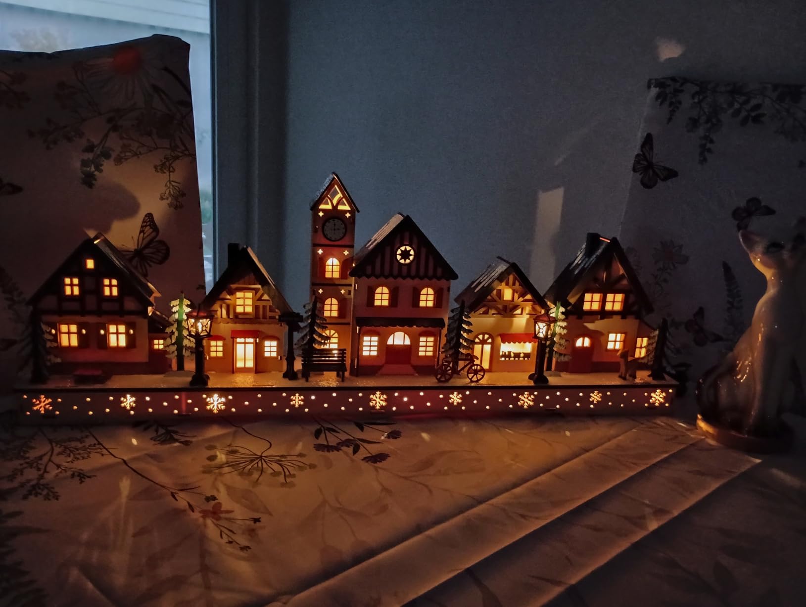Best Choice Products Pre-Lit Wooden Christmas Village, Winter Mantel Decor, Traditional Holiday Decoration for Home, Living Room, Entryway w/LED Lights, Plug-in/Battery-Powered w/Timer customer photo 1