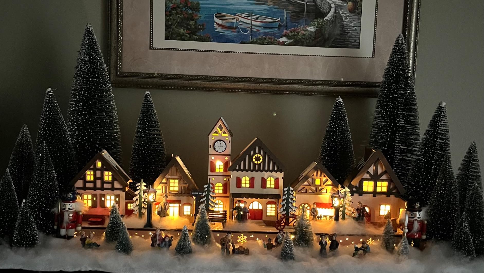 Best Choice Products Pre-Lit Wooden Christmas Village, Winter Mantel Decor, Traditional Holiday Decoration for Home, Living Room, Entryway w/LED Lights, Plug-in/Battery-Powered w/Timer customer photo 2