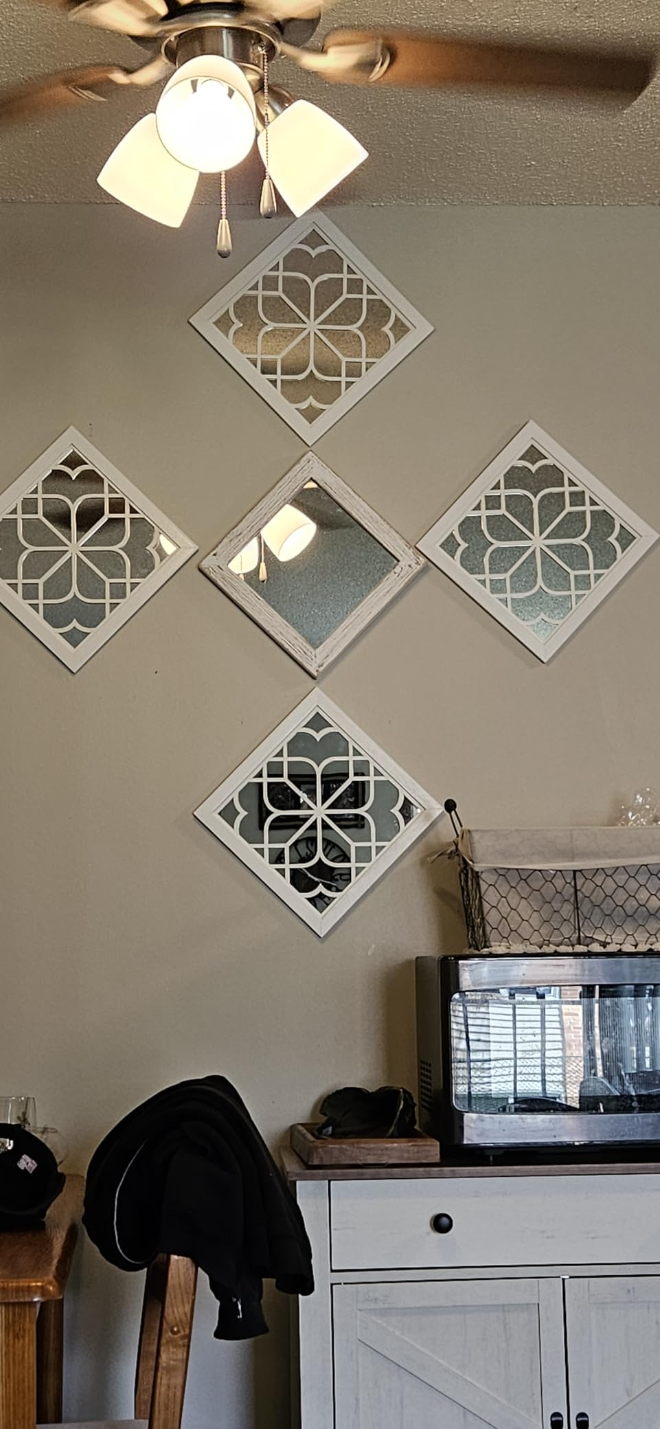 ZEXUIRU 4 Set Rustic Wall Mirrors for Bedroom Bathroom Living Room Entryway Wood Farmhouse Square Easy to Hang Framed Decorative Accent Hanging Wall-Mounted Mirror Set for Living Room - Black customer photo 1