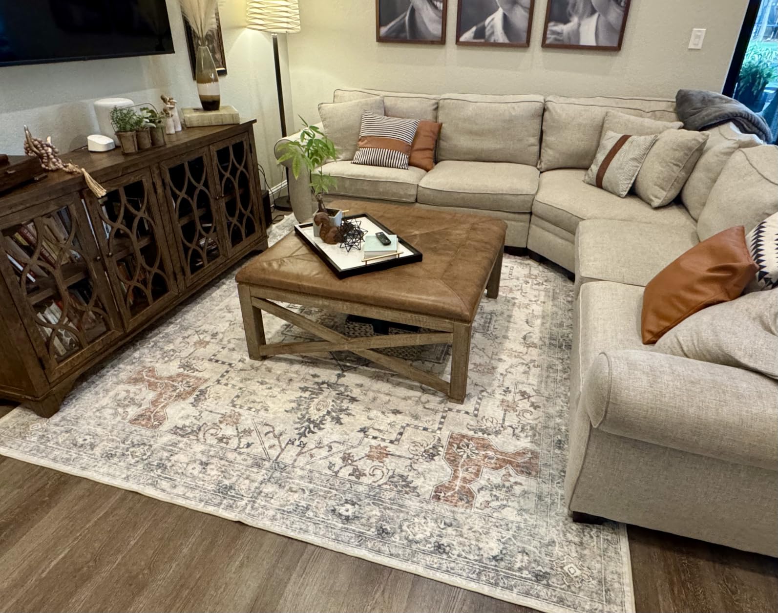 GENIMO 5x7 Washable Area Rugs for Living Room, Non Slip, Light Taupe Brown customer photo 1