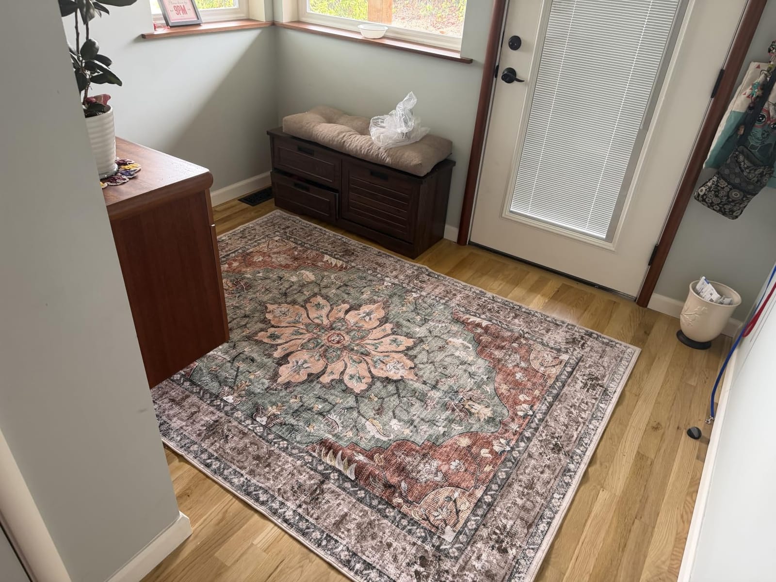 RELEANY Washable Area Rug, Small 2'x3', Brick/Brown/Green customer photo 2